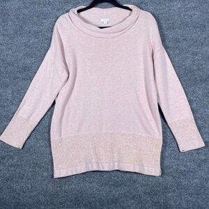 Pure Jill Women’s Medium Oversized Pink Heathered Cowl Neck Cozy Tunic Sweater‎